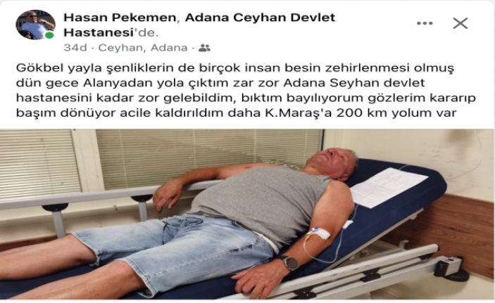 Gökbel'e giden vatandaş besin zehirlenmesi yaşadığını söyledi